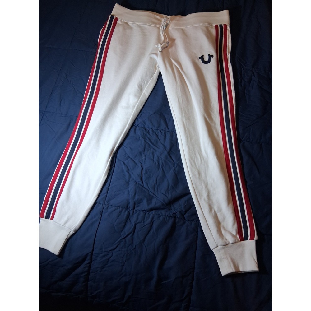 NWT True Religion Jogger Pants XL White Sweatpants Cotton Blend Men's Lounge